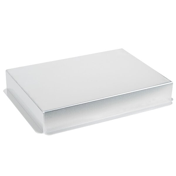 An Ateco rectangular aluminum cake pan in a white box with a silver edge.