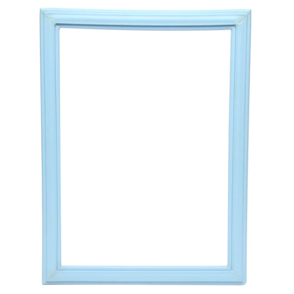 A blue rectangular frame with a white border.