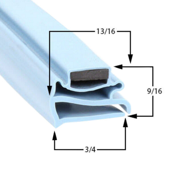 A blue rubber seal with black text that reads "Delfield 1702167 Equivalent Magnetic Door Gasket 24 1/2" x 60 1/2" "