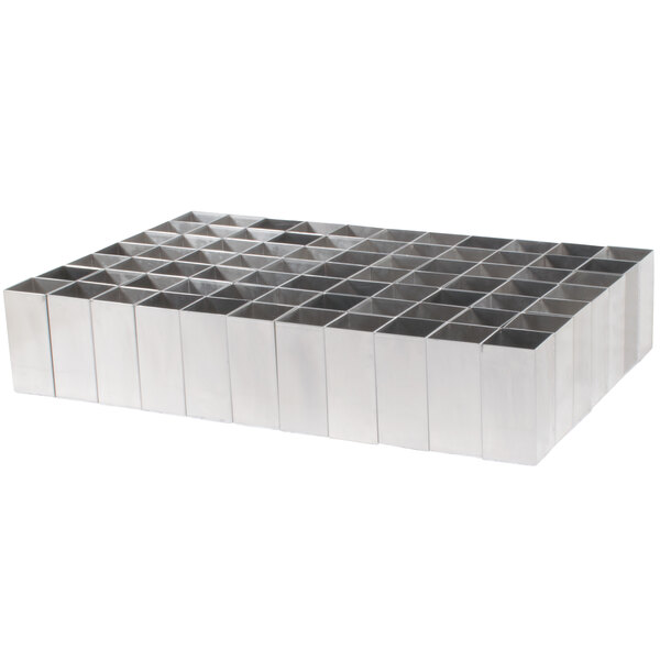 A group of silver rectangular Polar Temp aluminum cans with squares on the bottom.