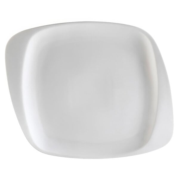 A CAC white square porcelain plate with a square edge on a white background.