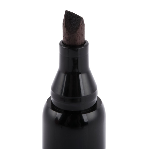 A close-up of a black Universal chisel tip permanent marker.