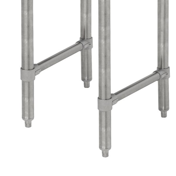 Stainless steel legs for an Advance Tabco underbar piece.