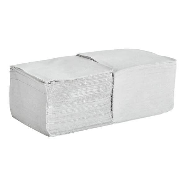 A pack of silver or gray 2-ply beverage or cocktail napkins.