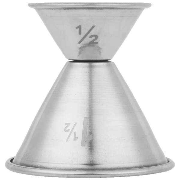 An American Metalcraft stainless steel jigger with numbers on it.