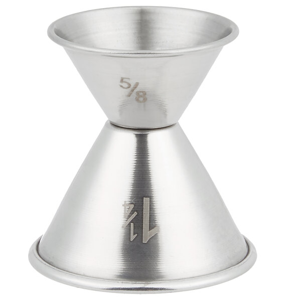 An American Metalcraft stainless steel jigger with numbers on it.