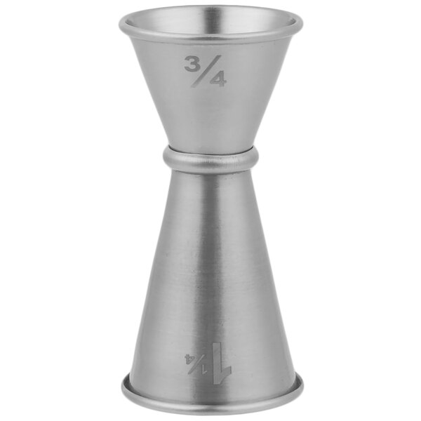 An American Metalcraft stainless steel Japanese style jigger with numbers.