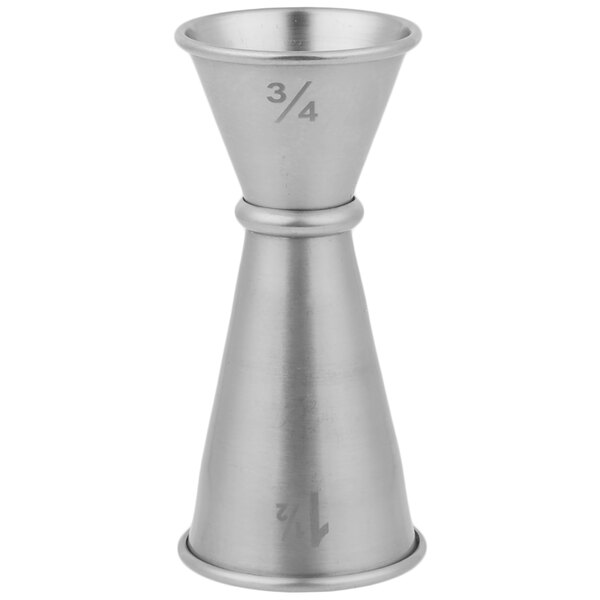 An American Metalcraft stainless steel Japanese style jigger with numbers.