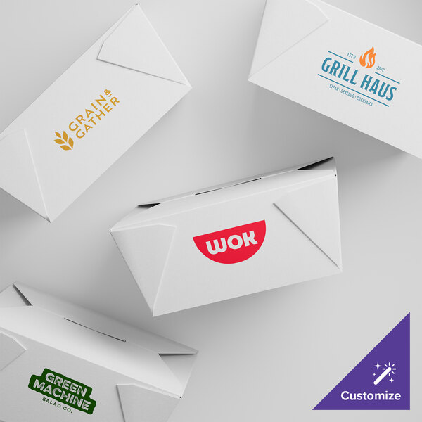 Choice White Microwavable Folded Paper #8 Take-Out Container 6" x 4 3/4" x 2 1/2" - 50/Pack