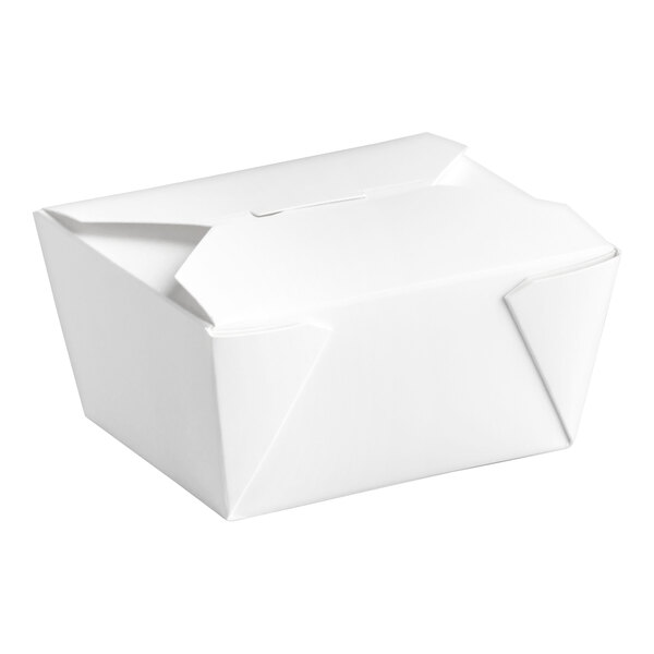 Choice White Microwavable Folded Paper #1 Take-Out Container 4 3/8" x 3 1/2" x 2 1/2" - 50/Pack