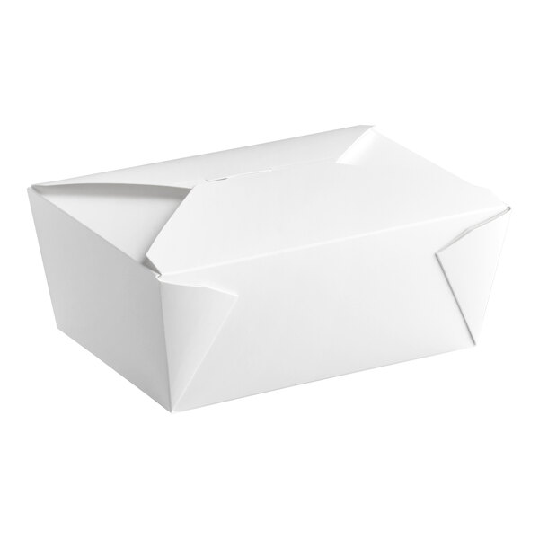 Choice White Microwavable Folded Paper #4 Take-Out Container 7 3/4" x 5 1/2" x 3 1/2" - 40/Pack