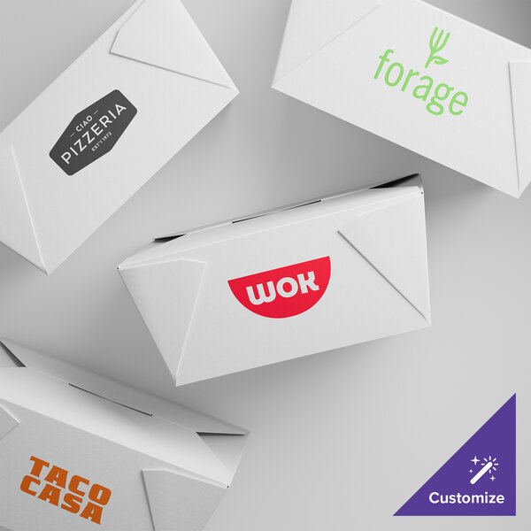 Choice White Microwavable Folded Paper #4 Take-Out Container 7 3/4" x 5 1/2" x 3 1/2" - 40/Pack