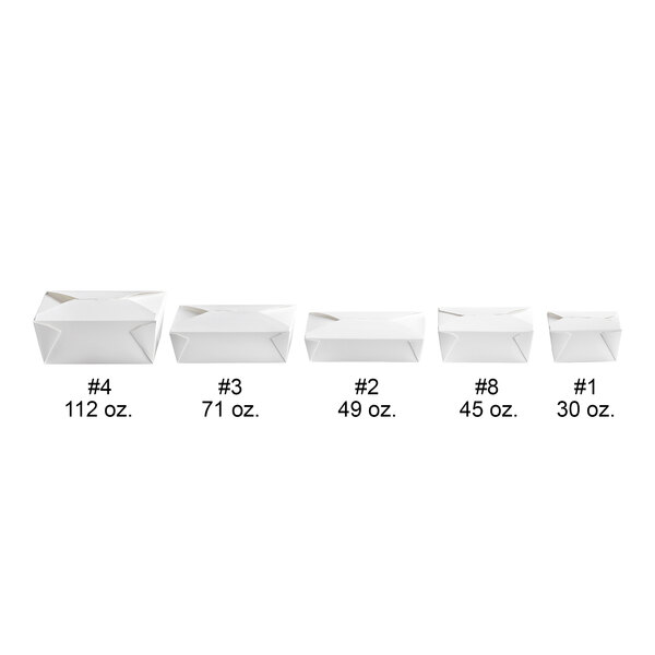 Choice White Microwavable Folded Paper #4 Take-Out Container 7 3/4" x 5 1/2" x 3 1/2" - 40/Pack