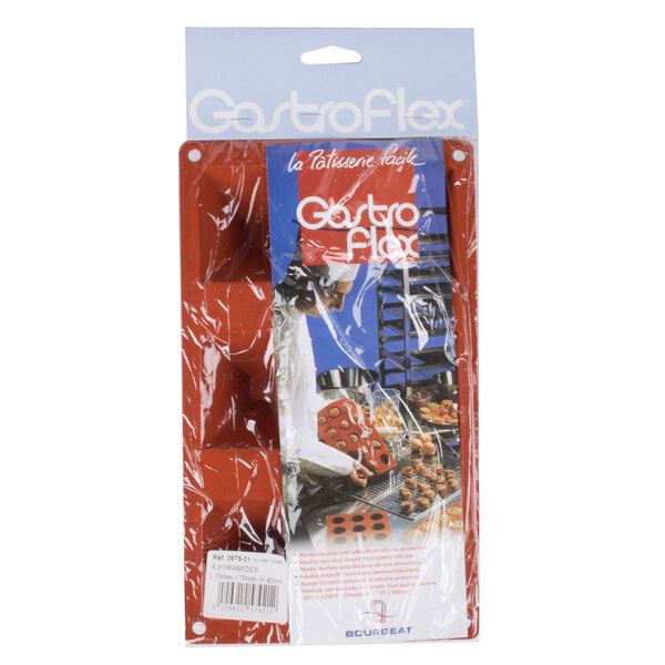 A package of red silicone pyramid molds.