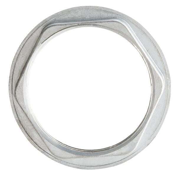 A close up of a Regency Lock Nut for a drain with a white background.