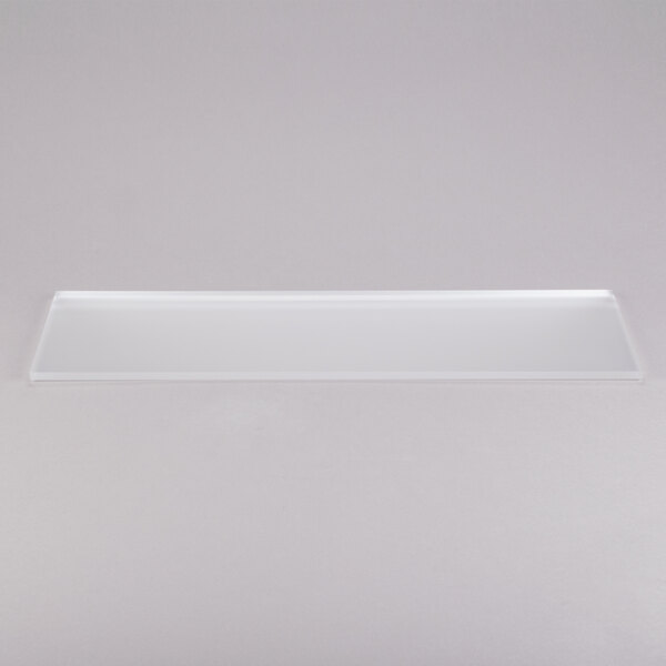 A white rectangular Eastern Tabletop tempered glass buffet shelf.