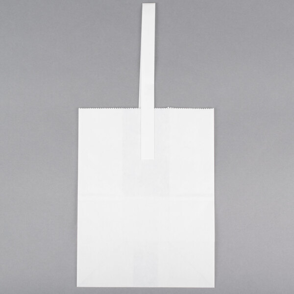 1 Peck White Kraft Paper Produce Market Stand Bag with Handle - 50/Pack