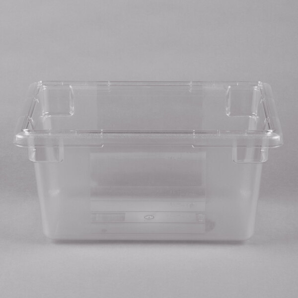 A clear plastic container with a clear lid.