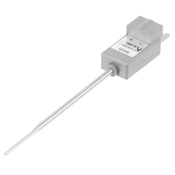 A Taylor white and grey thermocouple probe with a long metal rod.