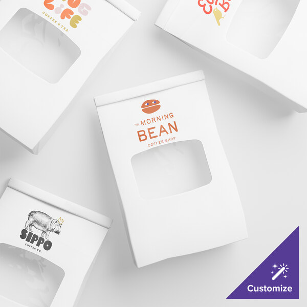 A white Kraft paper bag with a window and tin tie closure.