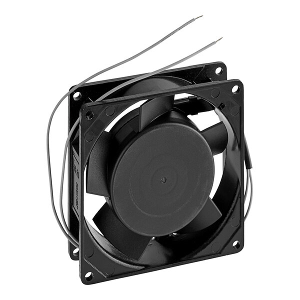 A black Cres Cor vent fan with a wire attached.