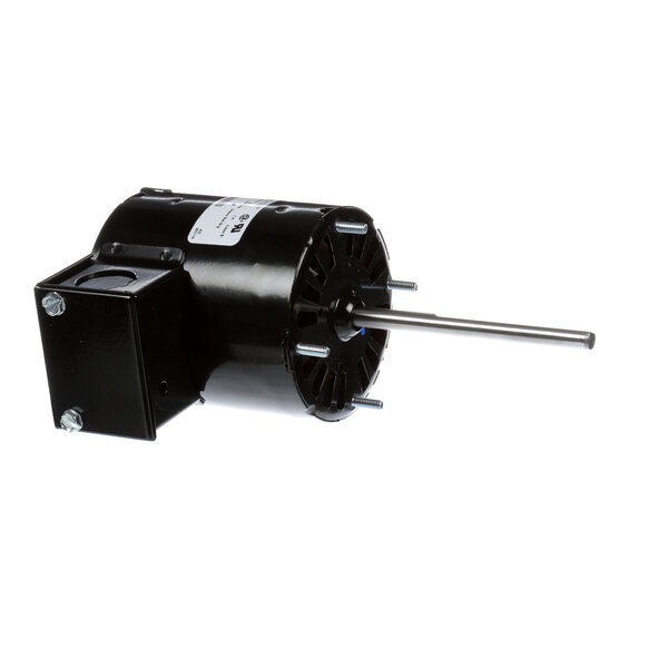 A black electric motor with a white label.