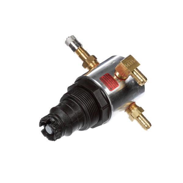 A close-up of an FBD Active Charge Reg valve with brass and gold plated brass parts.