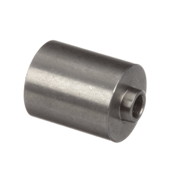 A stainless steel metal cylinder with a hole in it.