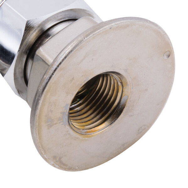 A stainless steel threaded nut for an Equip by T&S deck mounted faucet.