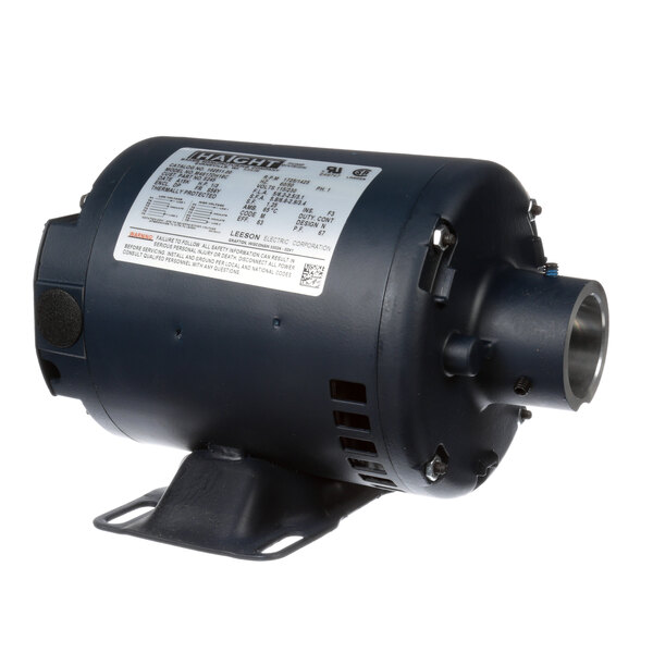 A black electric motor with a white label.