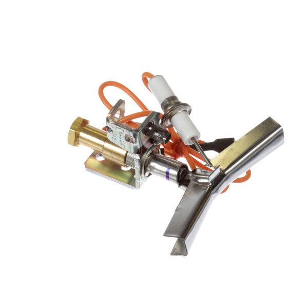 A close-up of a Henny Penny Pilot-Tee with orange wires attached.