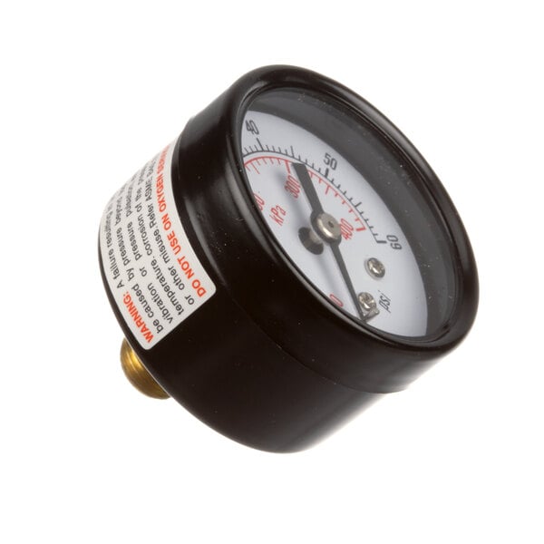 A close-up of a black Antunes pressure gauge with white text.
