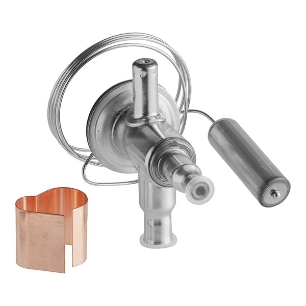 A Manitowoc Ice Danfoss Expansion Valve Kit with a copper and steel valve.