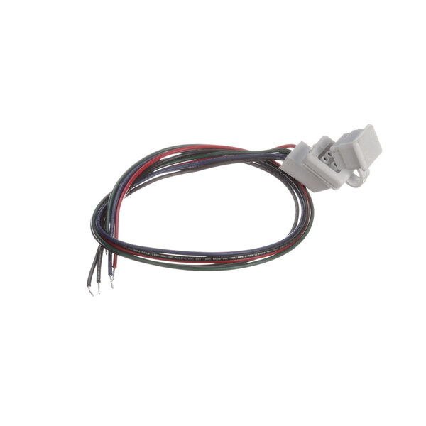 A white wire with two red and green connectors.