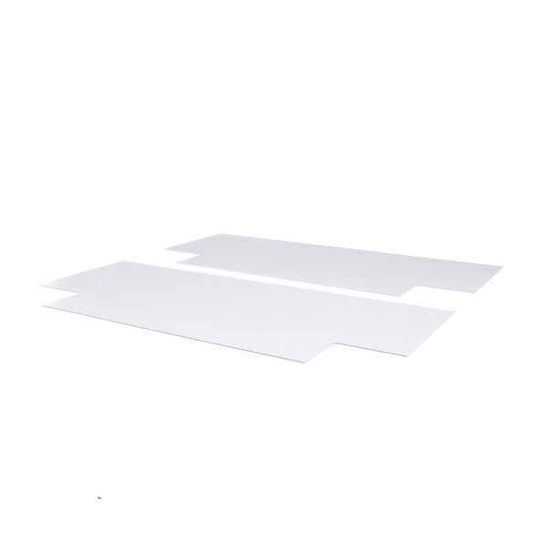 Two white rectangular pieces of paper with a white rectangular object.