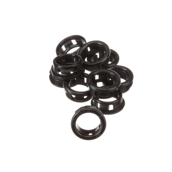 A pile of black plastic Snap Bushings.