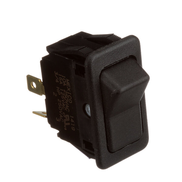 A black toggle switch with a square button.