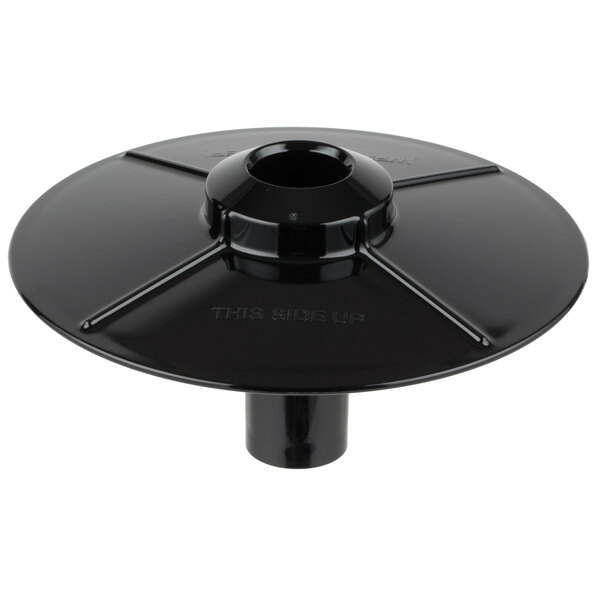 A black plastic round bowl with a hole in the center.