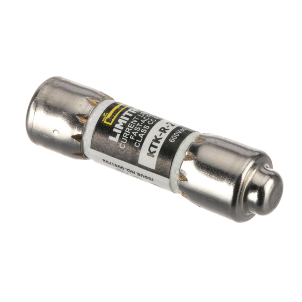 A close-up of a silver and black Salvajor fuse.