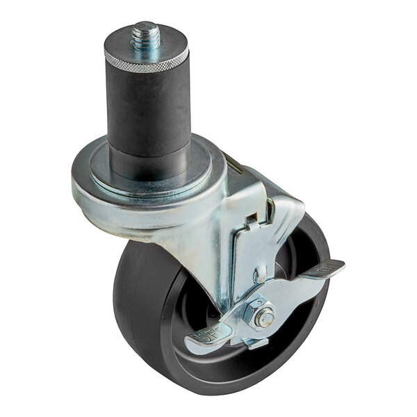 A black Imperial Range caster wheel with a silver metal wheel.