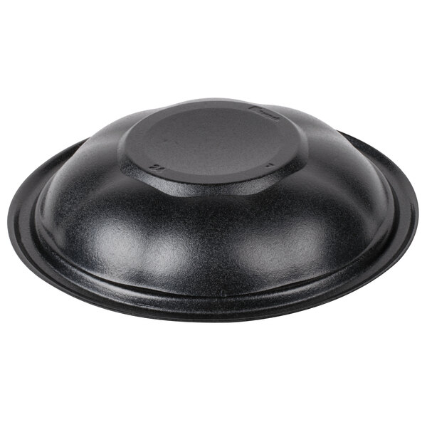 A black Genpak foam bowl with a round base.