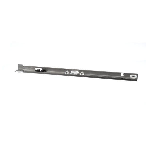 A metal bracket with a screw on it.