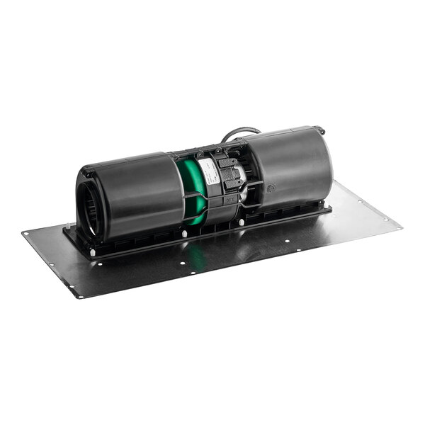 A black and green Traulsen fan motor with a wire.