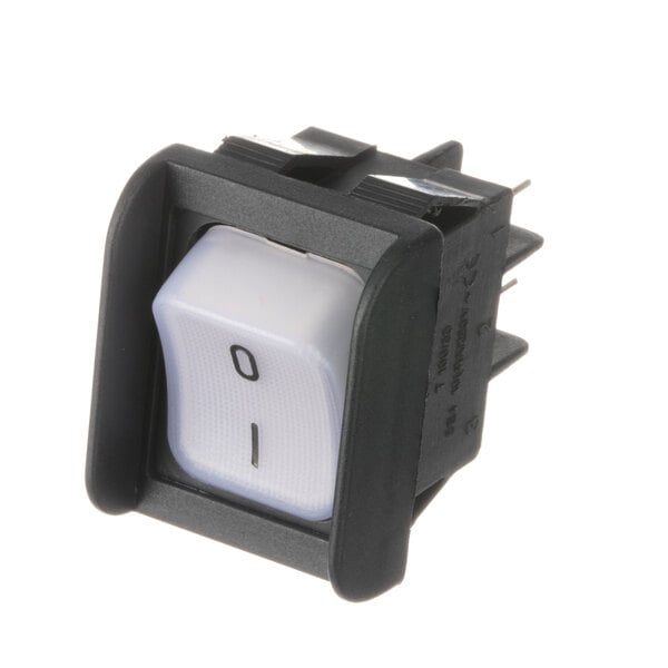 A black and white Berkel switch with white numbers.