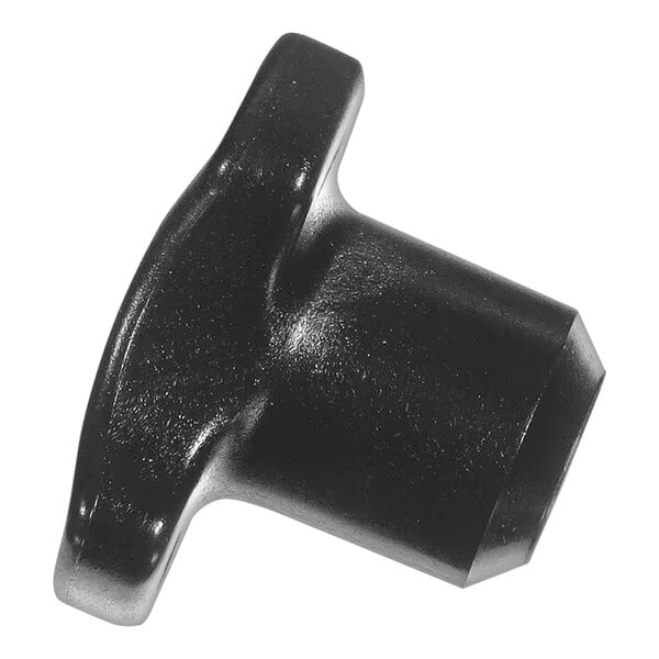 A black plastic stud nut with a 5/16-18 thread size.