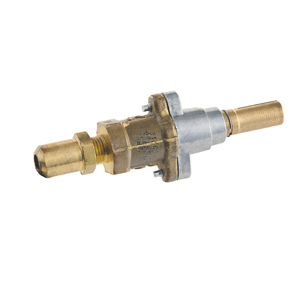 A close-up of a brass and metal Garland natural gas valve.