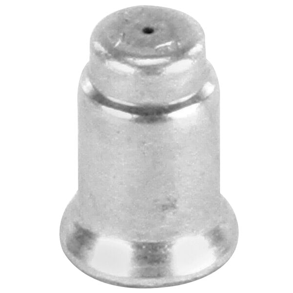 A silver metal Tri-Star orifice with a black center.