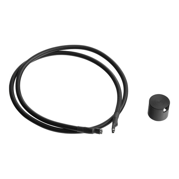 A black cable with a round black cap.