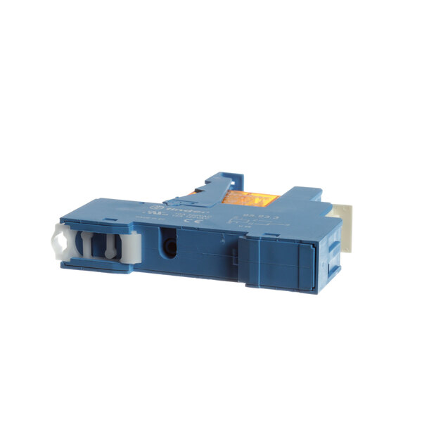 A close-up of a blue and white Rational 3035.0488 relay.