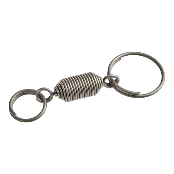 A metal spring on a key ring.
